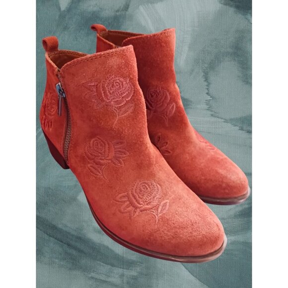 Lucky Brand Ankle Boots With Floral Embroidery Terracota Size 6.5M - Picture 3 of 14